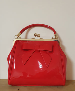 Ladies red patent handbag