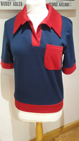 Ladies 'Babs' collar navy/red knit