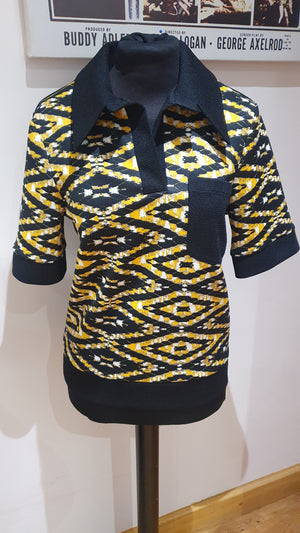 Ladies 'Babs' collar yellow/black knit