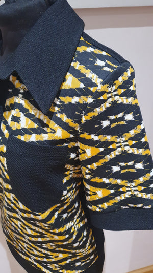 Ladies 'Babs' collar yellow/black knit