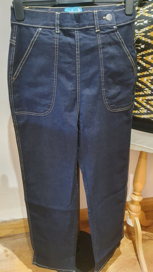 Ladies high waist blue denim jeans