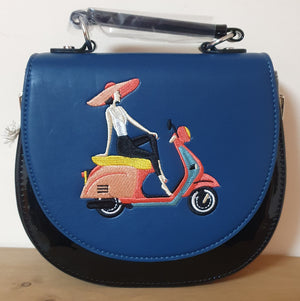 Ladies blk/blue Scooter handbag