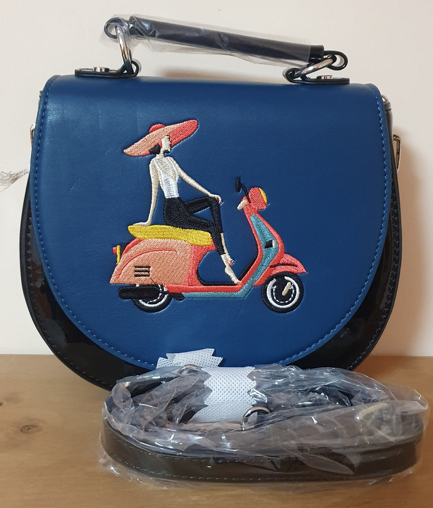 Ladies blk/blue Scooter handbag