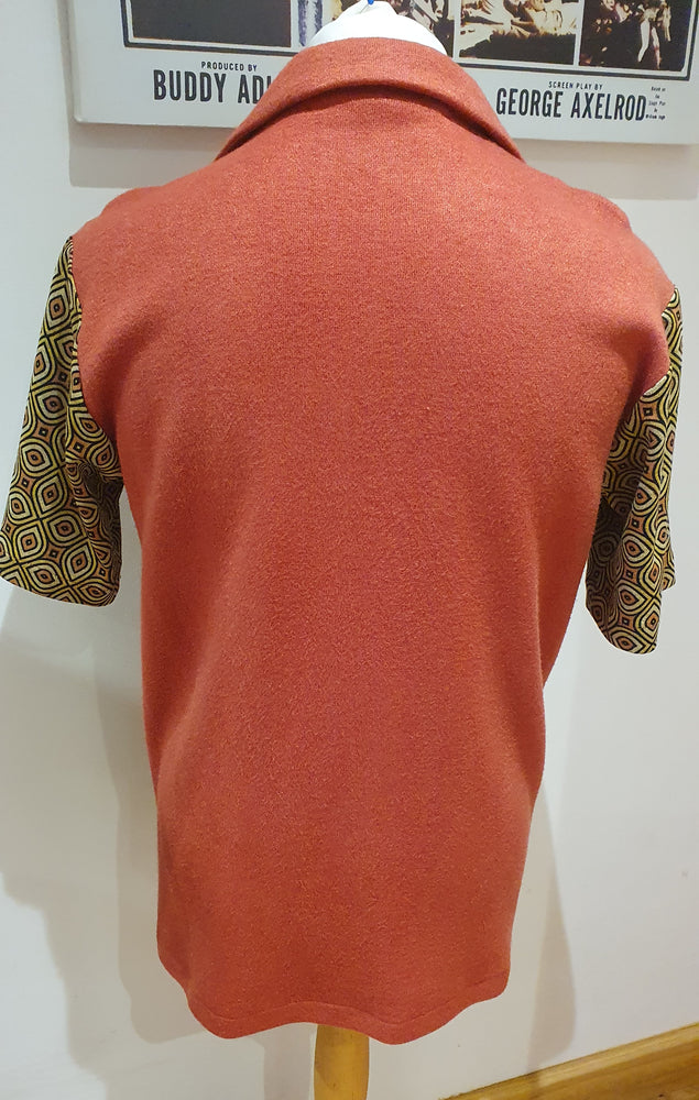 Mens knitted burnt orange pocket shirt top