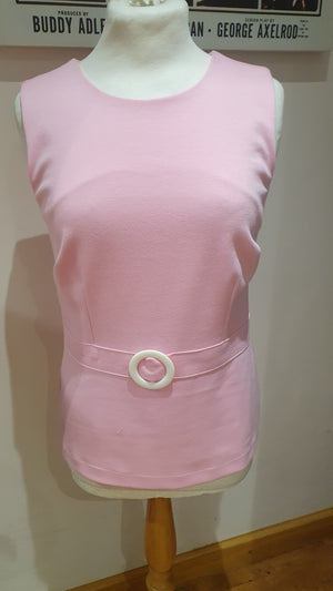 Ladies pink knitted jersey 'Asher' buckle top