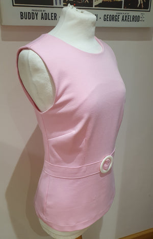 Ladies pink knitted jersey 'Asher' buckle top