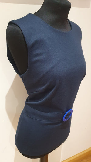 Ladies knitted jersey Navy 'Asher' buckle top