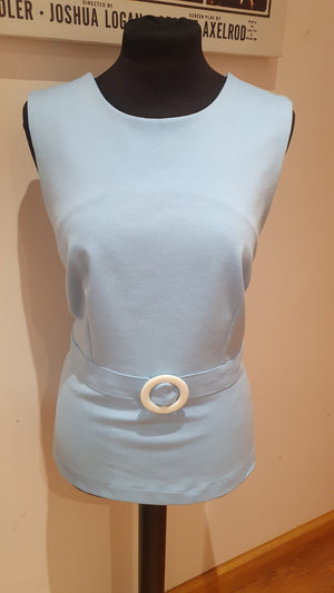 Ladies knitted jersey 'Asher' baby blue buckle top