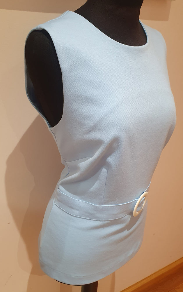 Ladies knitted jersey 'Asher' baby blue buckle top