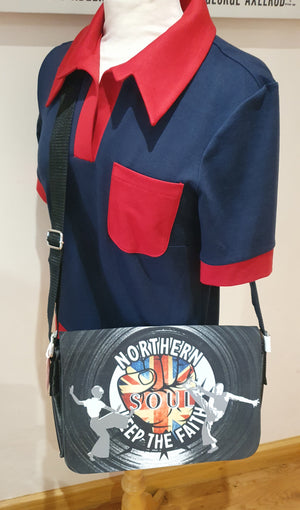 Black Northern Soul messenger bag