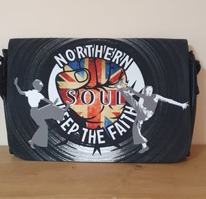 Black Northern Soul messenger bag