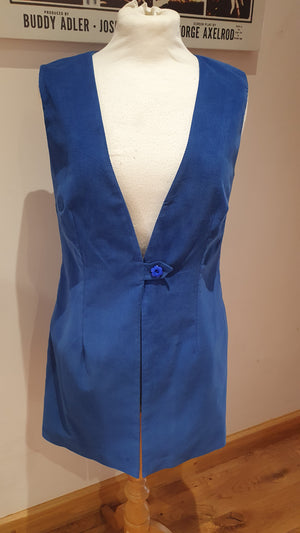 Longline blue corduroy waistcoat