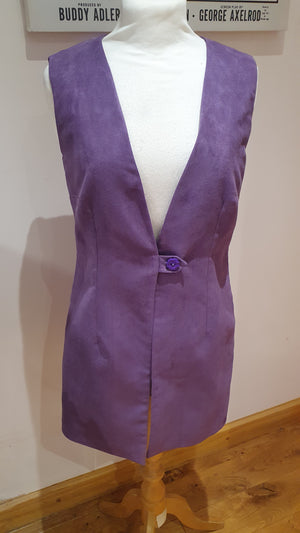 Longline purple suedette waistcoat