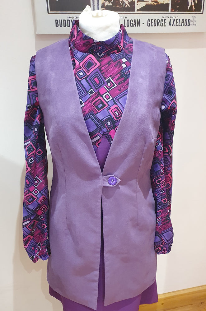 Longline purple suedette waistcoat