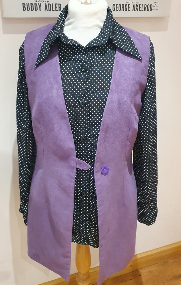 Longline purple suedette waistcoat