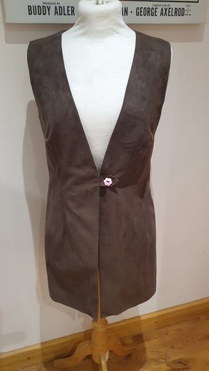 Longline brown suedette waistcoat