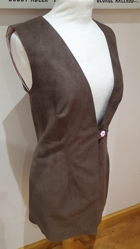 Longline brown suedette waistcoat