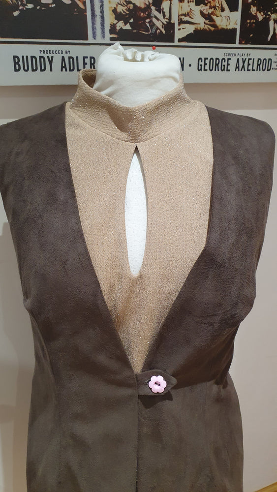 Longline brown suedette waistcoat