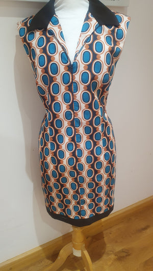 Ladies 'Twiggy' brown 70s corduroy print sleeveless dress