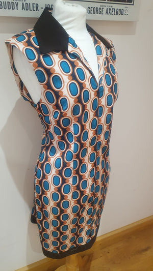 Ladies 'Twiggy' brown 70s corduroy print sleeveless dress