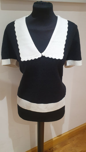 Ladies 'Joanie' black/white knitted top