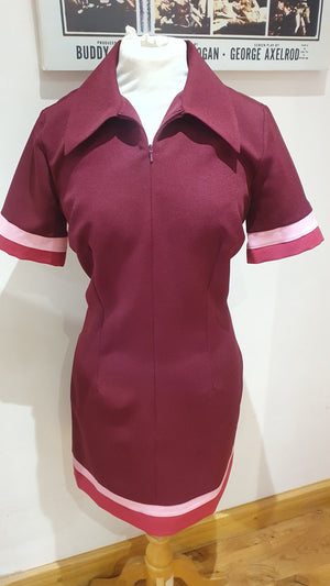 Ladies burgundy 'Brigitte' zip up dress