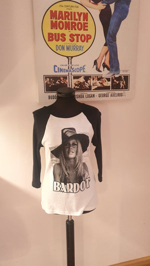 Ladies Brigitte Bardot baseball t-shirt.