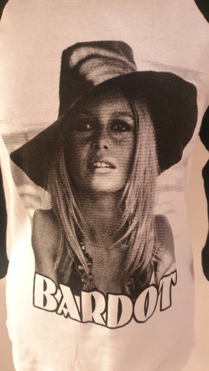 Ladies Brigitte Bardot baseball t-shirt.