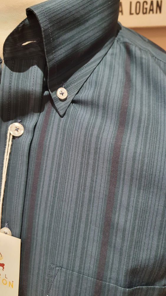 Mens Real Hoxton Steel Grey l/s striped shirt