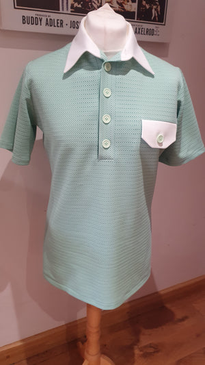 Mens mint green 'McQueen ' knitted spearpoint collar knit