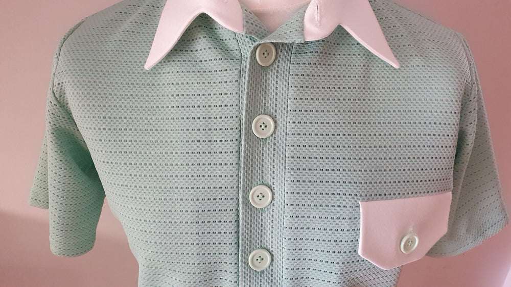 Mens mint green 'McQueen ' knitted spearpoint collar knit