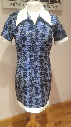 Ladies 'brigitte' blue brocade dress