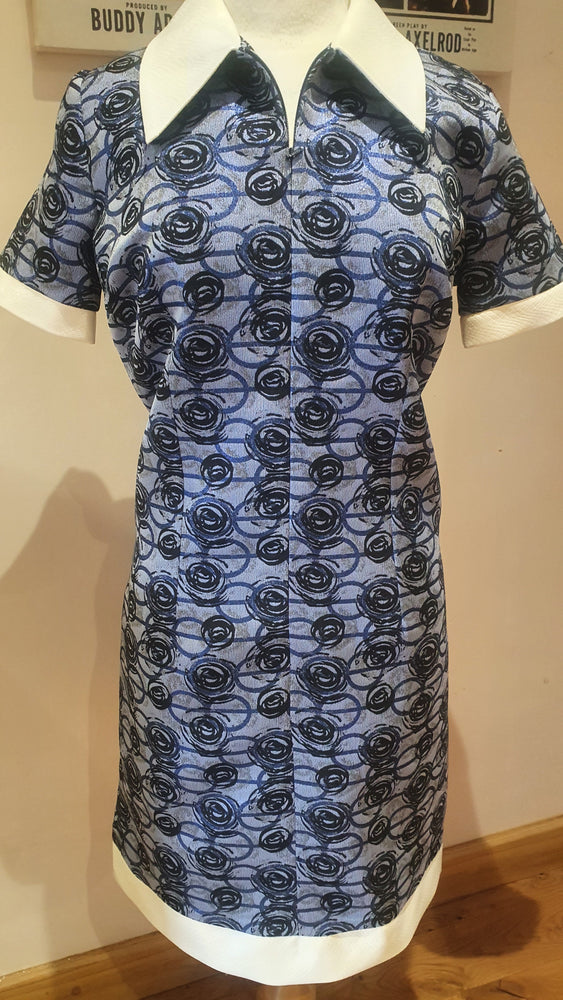 Ladies 'brigitte' blue brocade dress