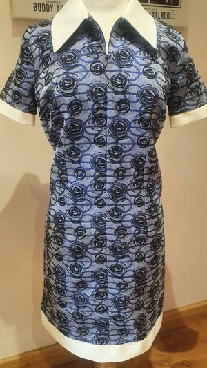 Ladies 'brigitte' blue brocade dress