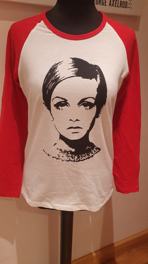 Ladies red Twiggy 3/4 sleeve t-shirt