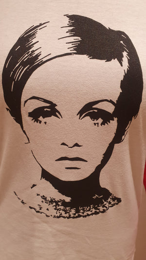 Ladies red Twiggy 3/4 sleeve t-shirt