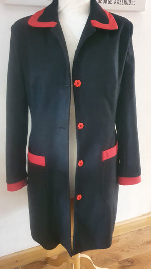 Ladies long wool black coat