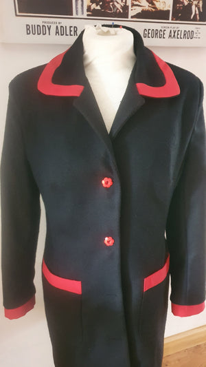 Ladies long wool black coat