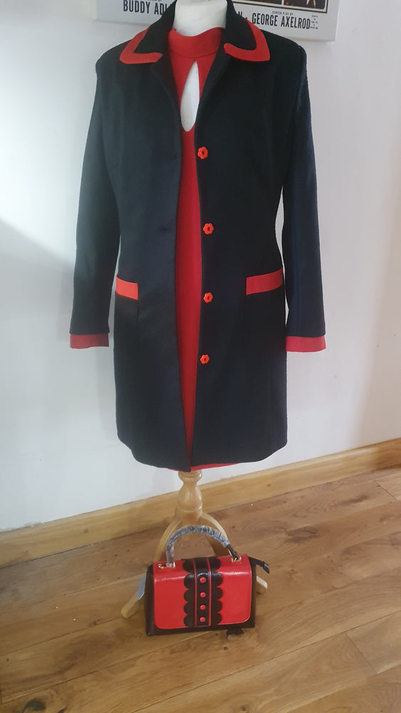 Ladies long wool black coat