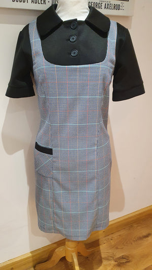 Ladies s/s check pinafore dress