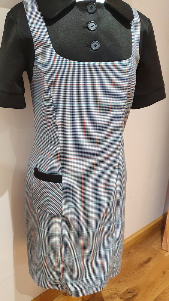 Ladies s/s check pinafore dress