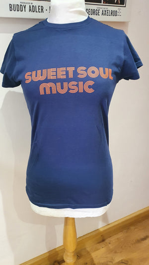 Ladies navy 'sweet soul music'  t-shirt