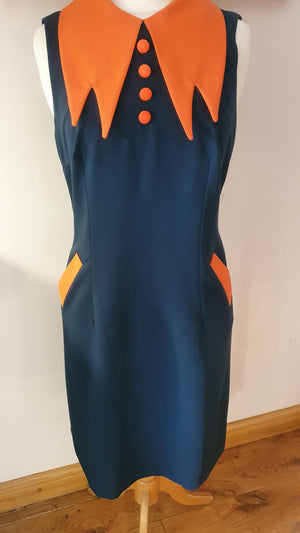 Ladies Navy 'BB' collar dress