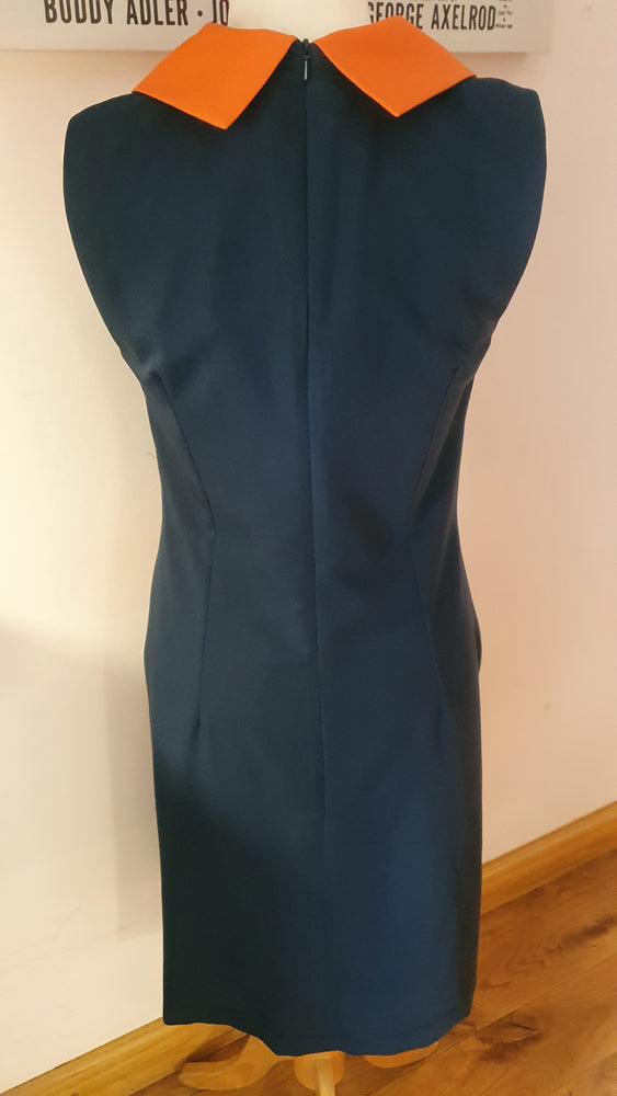 Ladies Navy 'BB' collar dress