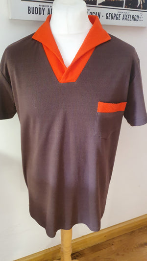 Mens casual collar Brown knit top