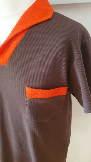 Mens casual collar Brown knit top