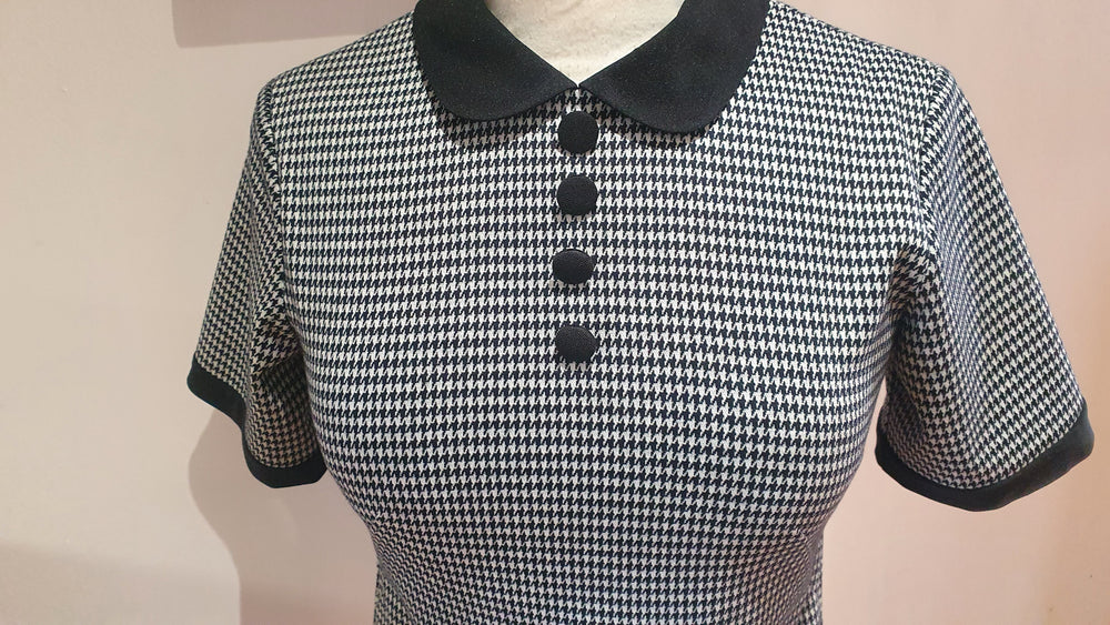 Ladies blk  'Sandie' dogtooth jersey knit top