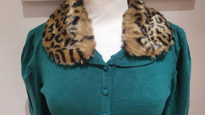 Ladies green fur cardigan