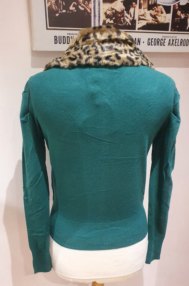 Ladies green fur cardigan