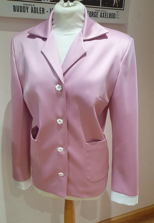 Ladies pink satin/suedette short coat